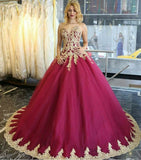 Long Quinceanera Dresses Wedding Dresses Tulle Prom Dresses with Appliques JS18