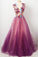 Tulle Flower A Line Prom Dresses Scoop Appliqued Party Dress