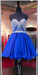 A-Line Royal Blue Shining Sweetheart Beading Short Mini Homecoming Dresses JS342