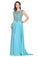 Chiffon Scoop A Line With Beading Sweep Train Prom Dresses