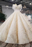 Ball Gown Wedding Dresses Off-The-Shoulder Floor-Length Lace Up Back