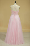 Bridesmaid Dresses Scoop Open Back Tulle With Embroidery And Beads