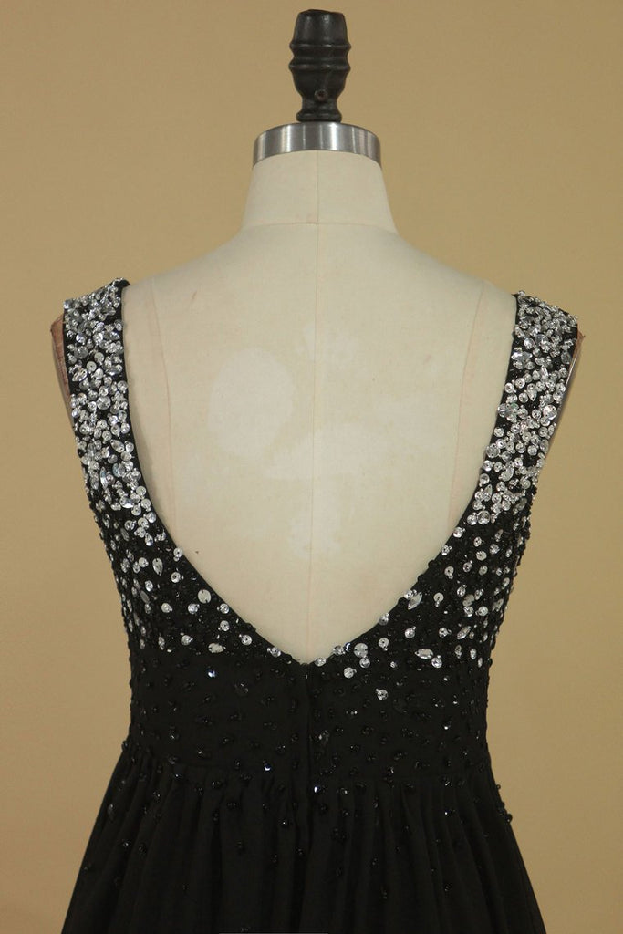 Straps A Line Empire Waist With Beading Prom Dresses