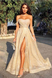 Queen Sweetheart One Shoulder Off the Shoulder Sequins Prom Dresses SJS15314