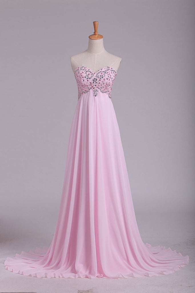 Hot Prom Dresses Sweetheart With Beading Floor Length Chiffon Online ...