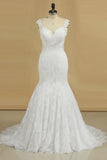 Wedding Dresses Mermaid Straps Lace With Applique Sweep Train