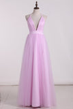 Tulle Bridesmaid Dresses Spaghetti Straps With Ruffles A Line