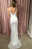 Sexy Mermaid Spaghetti Straps Sequins V Neck Prom Dresses, Wedding SJS20438