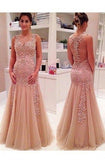 Sexy Mermaid V Neck Champagne Backless Long Prom Dresses JS645