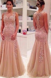 Sexy Mermaid V Neck Champagne Backless Long Prom Dresses JS645