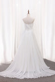 A Line Chiffon Sweetheart Wedding Dresses With Applique And Slit