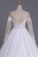 Long Sleeves Bateau Open Back Wedding Dresses Tulle With Applique