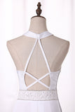 New Arrival Halter Open Back Cocktail Dresses Spandex With Beading