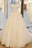 Shiny Wedding Dresses Off The Shoulder A-Line With Handmade Flowers And Beads