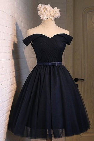 Off The Shoulder A Line Homecoming Dresses Tulle With Ruffles And Sash
