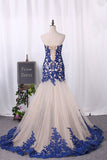 Prom Dresses Sweetheart Tulle With Applique Mermaid Sweep Train