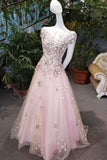 New Arrival Vintage Tulle Prom Dresses A-Line With Handmade Flowers Cap Sleeves