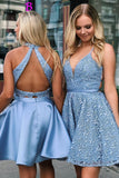 Lace Short Homecoming Dress With Open Back Two Styles A&B