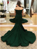 2024 Charming Off-the-Shoulder Green Mermaid Sweetheart Beads Prom Dresses UK JS382