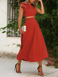 Two Piece Elegant Vintage Cocktail Party Dress Sleeveless Ankle Length With Ruffles