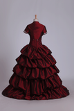 Ball Gown Sweetheart Quinceanera Dresses Taffeta With Embroidery Burgundy/Maroon