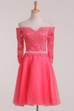 Tulle Homecoming Dresses Mid-Length Sleeve With Applique