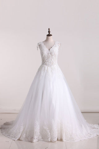 Hot Wedding Dresses Off The Shoulder Ball Gown Tulle With Applique