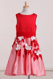 New Arrival Flower Girl Dresses A Line Scoop Satin & Tulle With Handmade Flowers