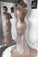 Scoop Sequins Prom Dresses Mermaid/Trumpet Sweep Train Open Back