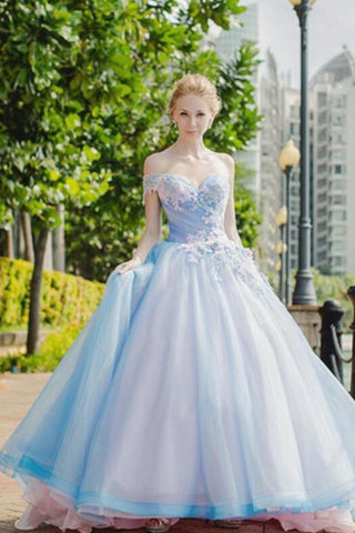 New Arrival Floral Wedding Dresses Ball Gown Tulle With Appliques Off The Shoulder