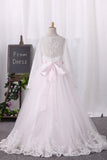 Scoop Tulle Lace Bodice With Sash/Belt Flower Girl Dresses Ball Gown