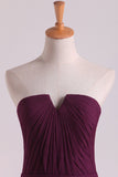 Notched Neckline Bridesmaid Dresses Floor Length With Ruffles Chiffon