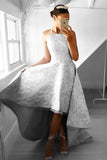 New Arrival A-Line Halter High-Low Long Prom Dress with Lace Prom Dresses JS734