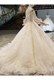 Count Train Princess Wedding Dresses Sweetheart Long Sleeves Ball Gown Wedding SJSPJ37M9KE