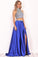 Prom Dresses A Line Two Pieces With Rhinestones Stretch Satin