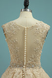V Neck Wedding Dresses A Line Organza With Applique And Beads