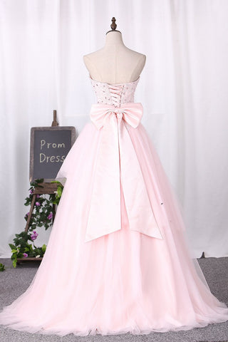 Ball Gown Sweetheart Tulle Quinceanera Dresses With Applique