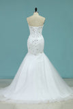 Full Beaded Bodice Wedding Dress Sweetheart With Tulle Skirt Lace Up