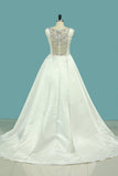 Tulle Wedding Dresses Long Sleeves Scoop With Applique