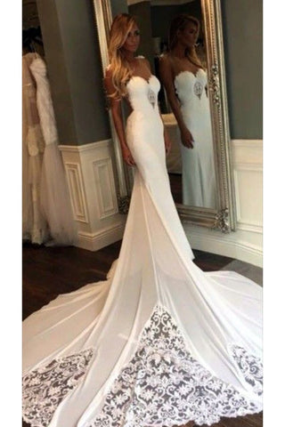 New Arrival Scoop Chiffon Wedding Dresses With Applique Mermaid