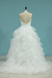 Sweetheart A Line Tulle Wedding Dresses With Applique And Sash