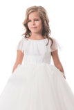 Open Back Scoop Tulle With Applique Ball Gown Flower Girl Dresses