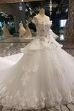 New Arrvival Marvelous Tulle Wedding Dresses Lace Up With Appliques And Rhinestones