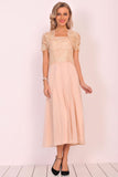A Line Square Prom Dresses Chiffon&Lace With Jacket