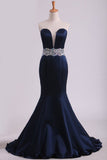 Evening Dresses Sweetheart Mermaid Court Train Satin With Beads
