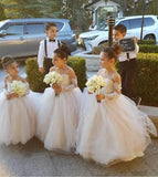 Ball Gown Long Sleeve Tulle Appliques Flower Girl Dresses with Bowknot, Baby Dresses SJS15560