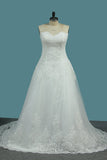 Tulle A Line Sweetheart Wedding Dresses Appliques Court Train