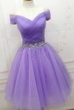 Off The Shoulder A Line With Beads Homecoming Dresses Short/Mini Tulle