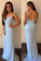Cheap Floor-Length Sleeveless V-Neck Mermaid Backless Spaghetti Strap Prom Dresses JS615