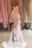 Spaghetti Straps Sweetheart Sleeveless Appliques Lace Mermaid Backless Bridesmaid Dresses JS172